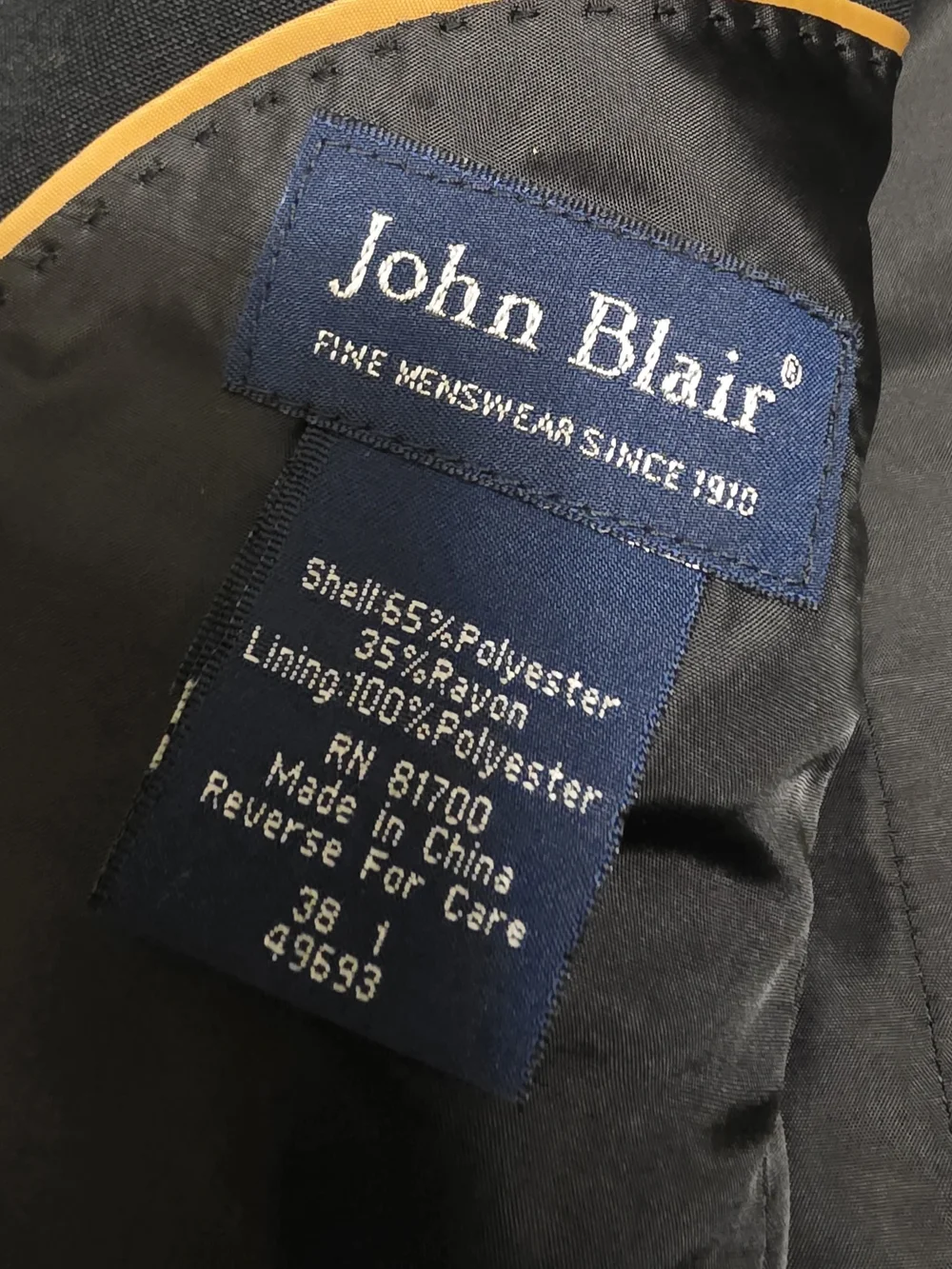 John Blair black formal blazer, size 38R. Classic three-button